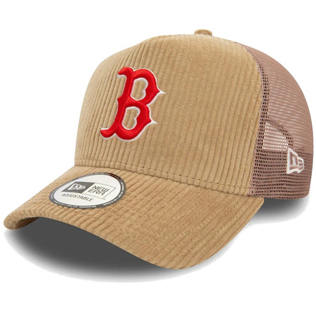 New Era MLB Boston Red Sox Cord 9FORTY E-Frame Adjustable Trucker Cap "Beige"